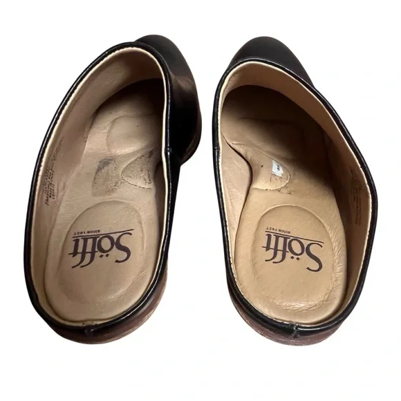 Sofft Black Leather Tasha Mule Stacked Heel Padded Insole Sz. 7 - Picture 3 of 7